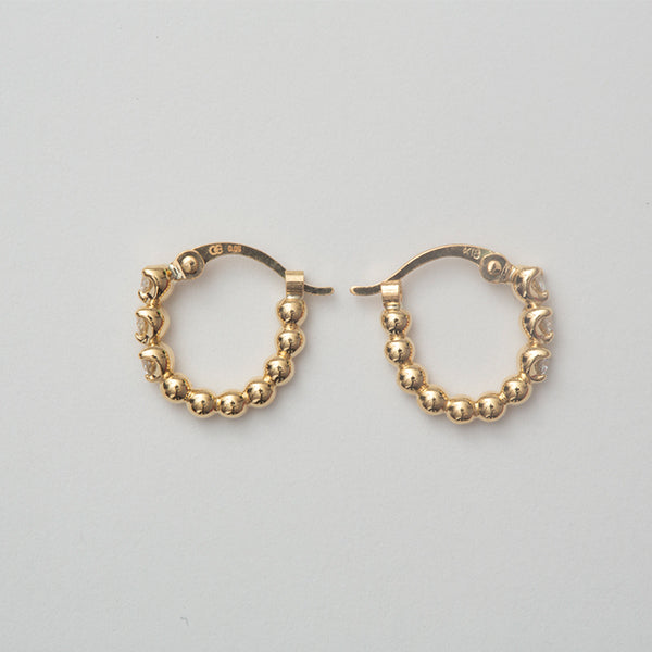 Three Dots Diamond Hoop pierce(Silver)/スリードットダイヤフープピアス(シルバー)