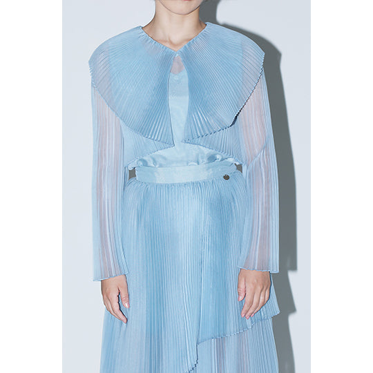 Sheer Pleats Blouse Inspired by Moon / Blue