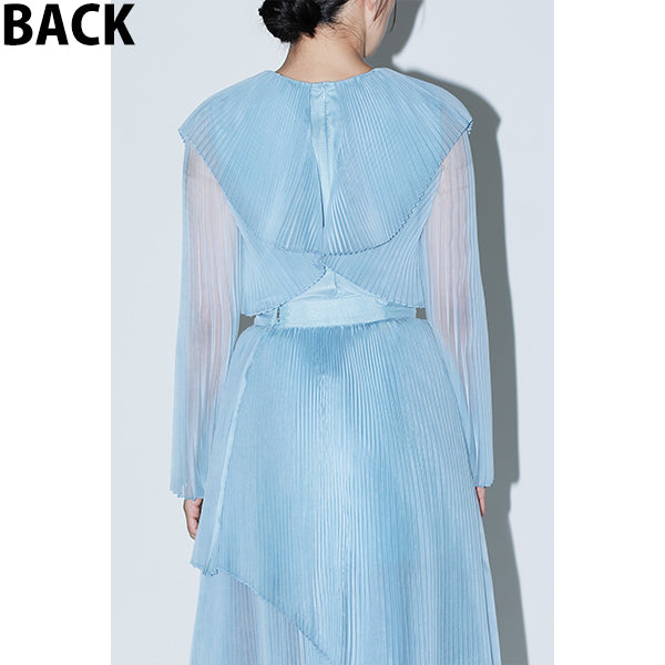 Sheer Pleats Blouse Inspired by Moon / Blue
