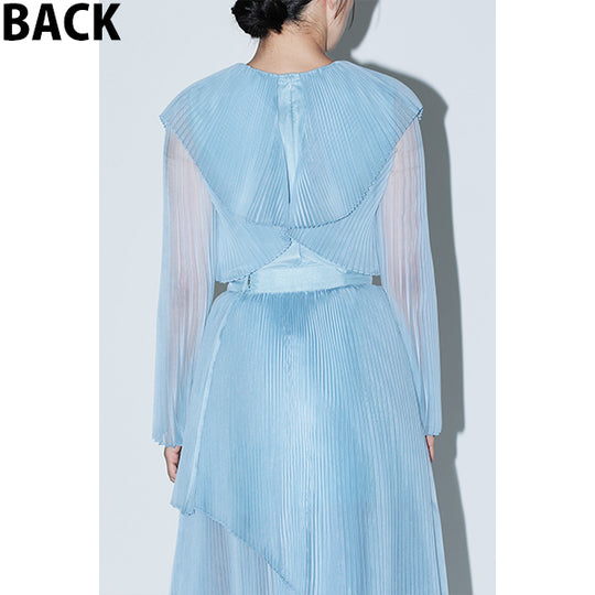 Sheer Pleats Blouse Inspired by Moon / Blue