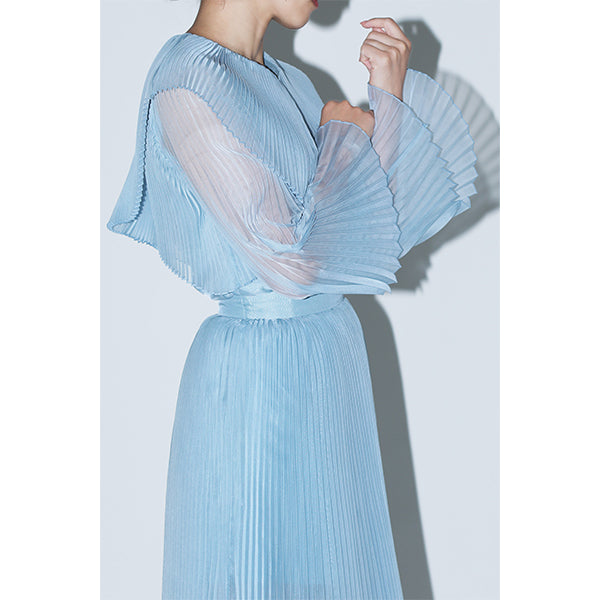 Sheer Pleats Blouse Inspired by Moon / Blue