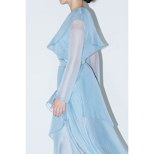 Sheer Pleats Blouse Inspired by Moon / Blue