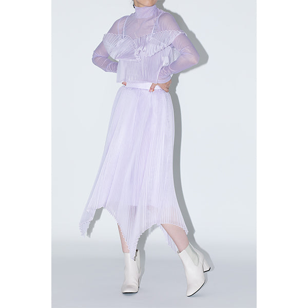 Sheer Pleats Bustier Inspired by Moon / Charcoal