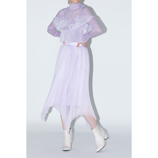 Sheer Pleats Bustier Inspired by Moon / Charcoal