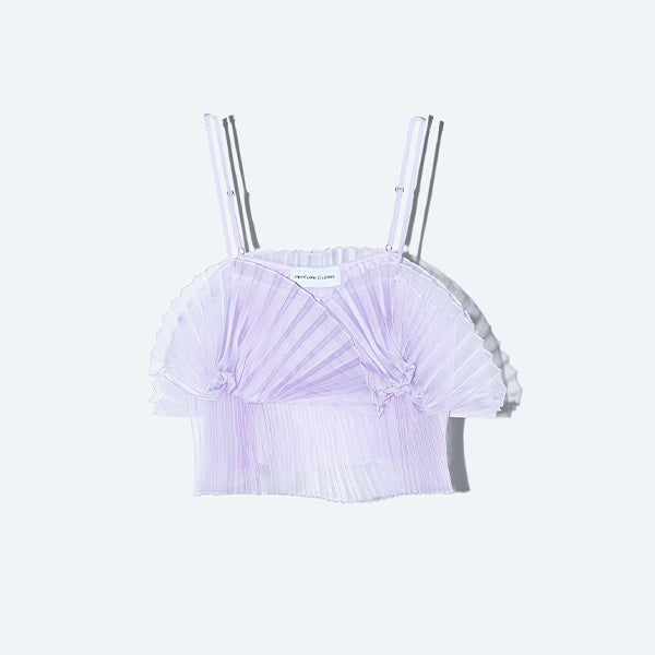Sheer Pleats Bustier Inspired by Moon / Charcoal