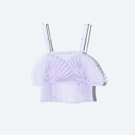 Sheer Pleats Bustier Inspired by Moon / Charcoal