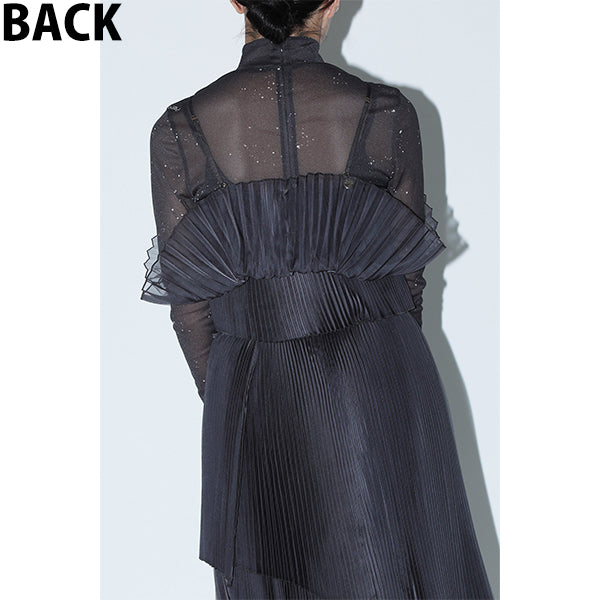 Sheer Pleats Bustier Inspired by Moon / Charcoal