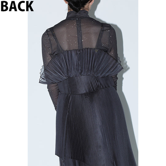Sheer Pleats Bustier Inspired by Moon / Charcoal