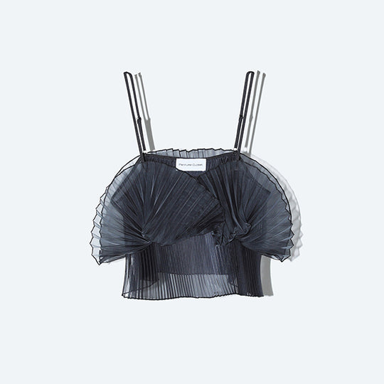 Sheer Pleats Bustier Inspired by Moon / Charcoal