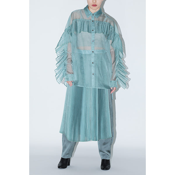 Sheer Pleats Shirts Inspired by Moon / Charcoal
