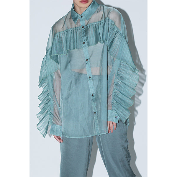 Sheer Pleats Shirts Inspired by Moon / Charcoal