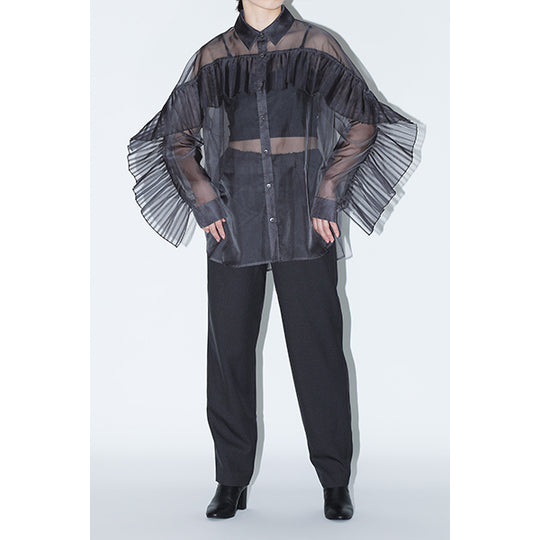 Sheer Pleats Shirts Inspired by Moon / Charcoal