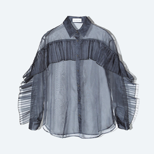 Sheer Pleats Shirts Inspired by Moon / Green