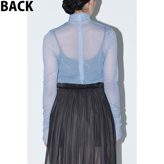 Sheer Print Tops Inspired by Moon / Charcoal