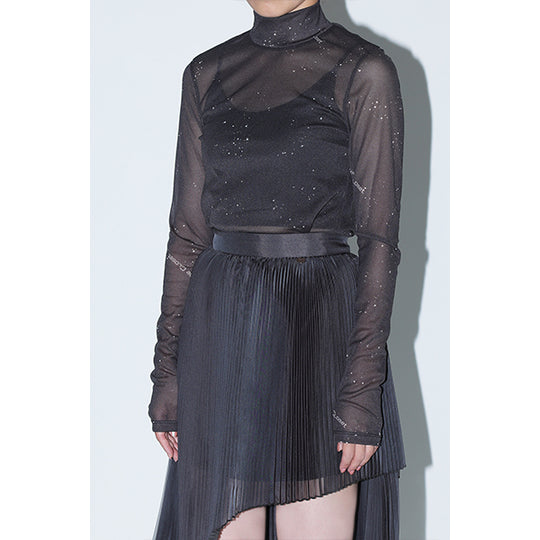 Sheer Print Tops Inspired by Moon / Charcoal