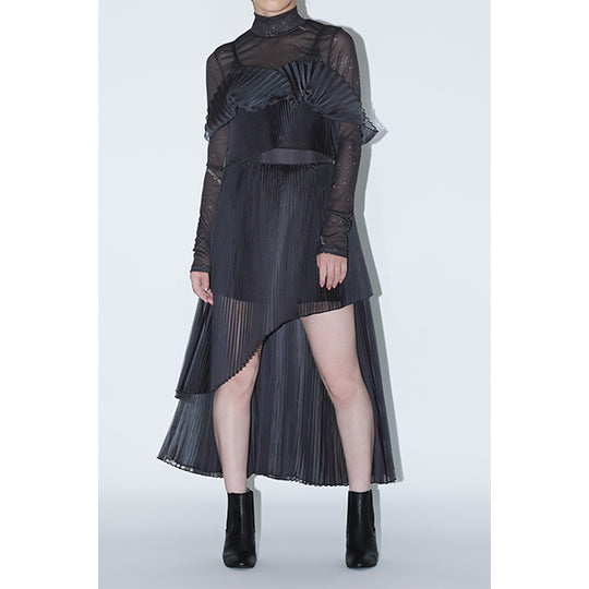 Sheer Print Tops Inspired by Moon / Charcoal
