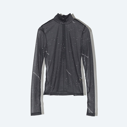 Sheer Print Tops Inspired by Moon / Charcoal