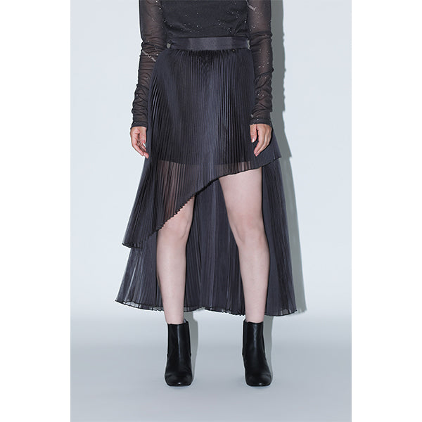 Sheer Pleats 2way Skirt Inspired by Moon / Charcoal