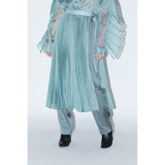 Sheer Pleats Wrap Skirt Inspired by Moon / Green