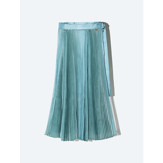 Sheer Pleats Wrap Skirt Inspired by Moon / Green