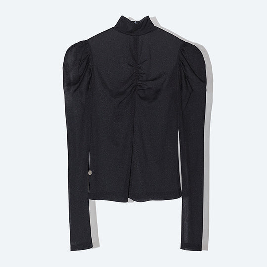 Sheer Gathered Top /Black