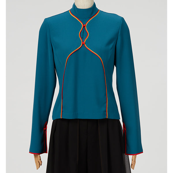 Back Zip Blouse(Straight Cuffs)  / Inspired by Cling Cling