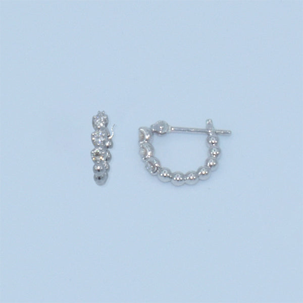 Three Dots Diamond Hoop pierce(Silver)/スリードットダイヤフープピアス(シルバー)