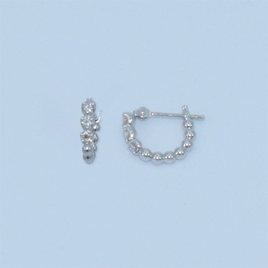 Three Dots Diamond Hoop pierce(Silver)/スリードットダイヤフープピアス(シルバー)