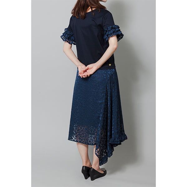ASYMMETRY SKIRT/NAVY