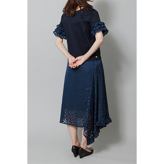 ASYMMETRY SKIRT/NAVY