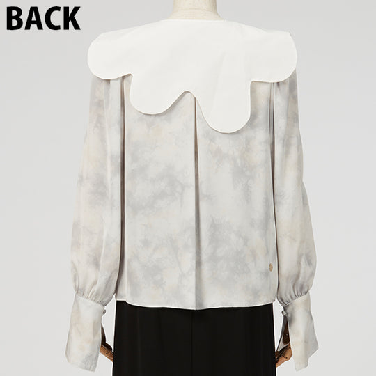 Attached Collar Blouse /  Inspired by Flow / Gray