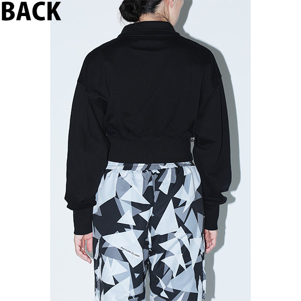 Embossed Logo Cropped Zip Up / Black