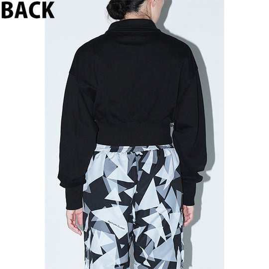 Embossed Logo Cropped Zip Up / Black