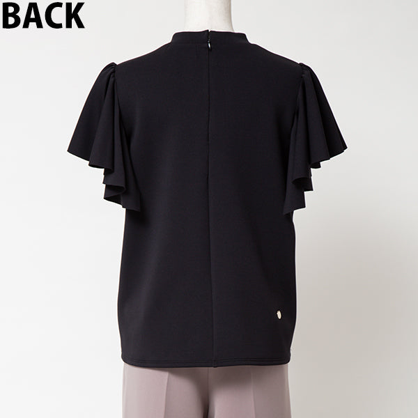 Smooth Stretch Flare Sleeve Blouse/Black