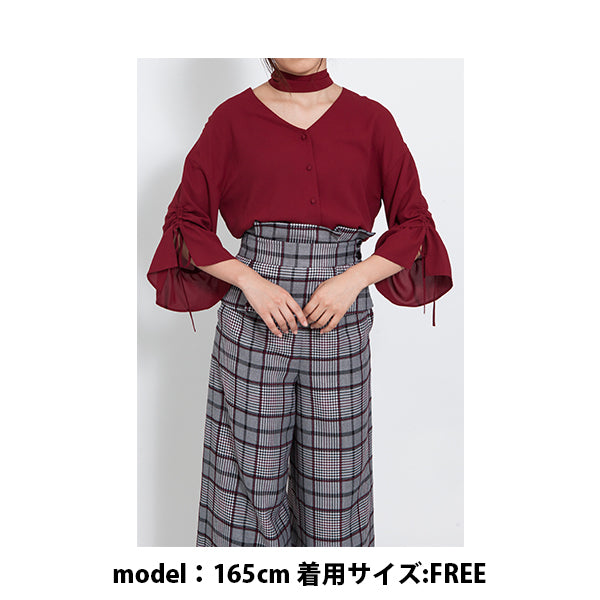 BOW TIE BLOUSE/Burgundy