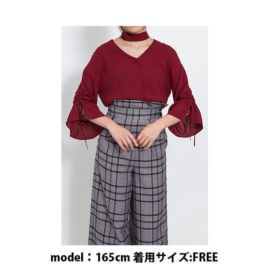 BOW TIE BLOUSE/Burgundy