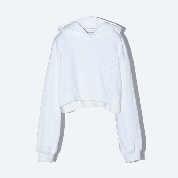Embossed Logo Cropped Zip Up / Black