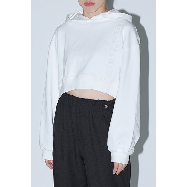Embossed Logo Cropped Zip Up / Black