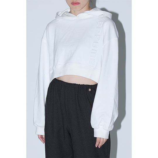 Embossed Logo Cropped Zip Up / Black