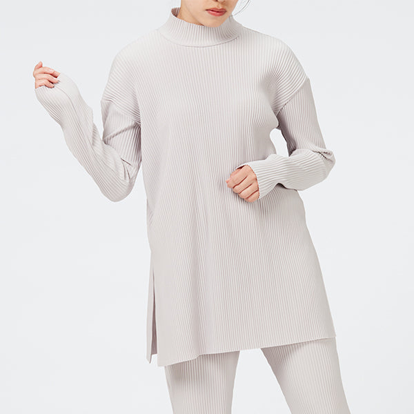 Side Slit Pleats Tops / Dusty Pink