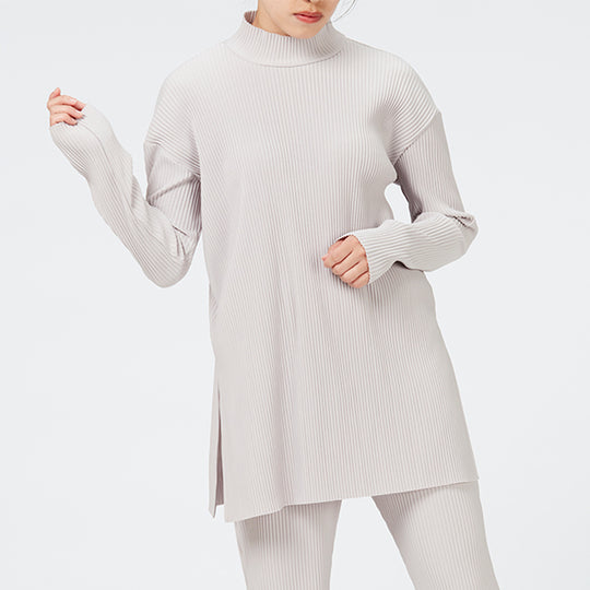 Side Slit Pleats Tops / Dusty Pink