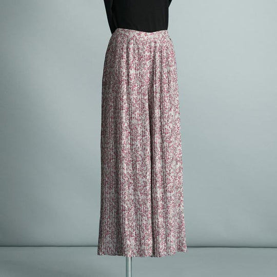 FLOWER PLEATS WIDE PANTS