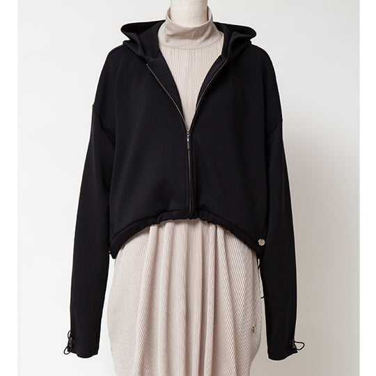 Smooth Stretch Short Hoodie/Black