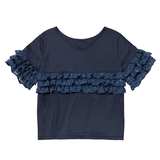 2WAY FRILL TOPS/NAVY
