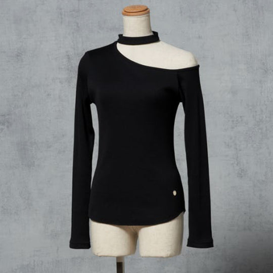 ASYMMETRY NECK RIB TOPS