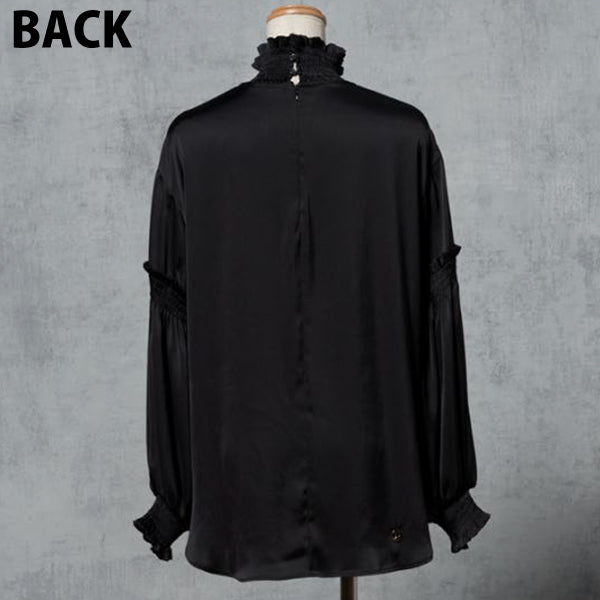 HIGH NECK BLOUSE/Blue Gray