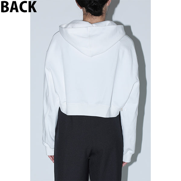 Embossed Logo Cropped Zip Up / Black