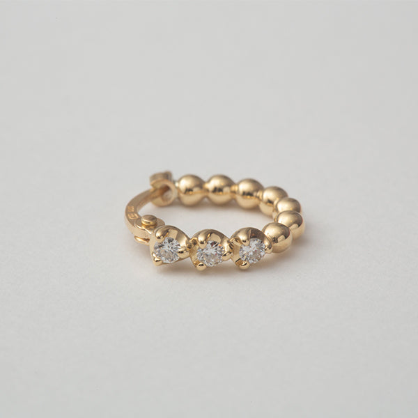 Three Dots Diamond Hoop pierce(Silver)/スリードットダイヤフープピアス(シルバー)