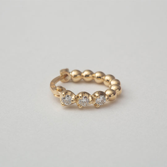 Three Dots Diamond Hoop pierce(Silver)/スリードットダイヤフープピアス(シルバー)