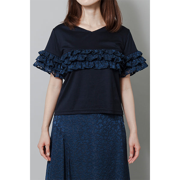 2WAY FRILL TOPS/NAVY